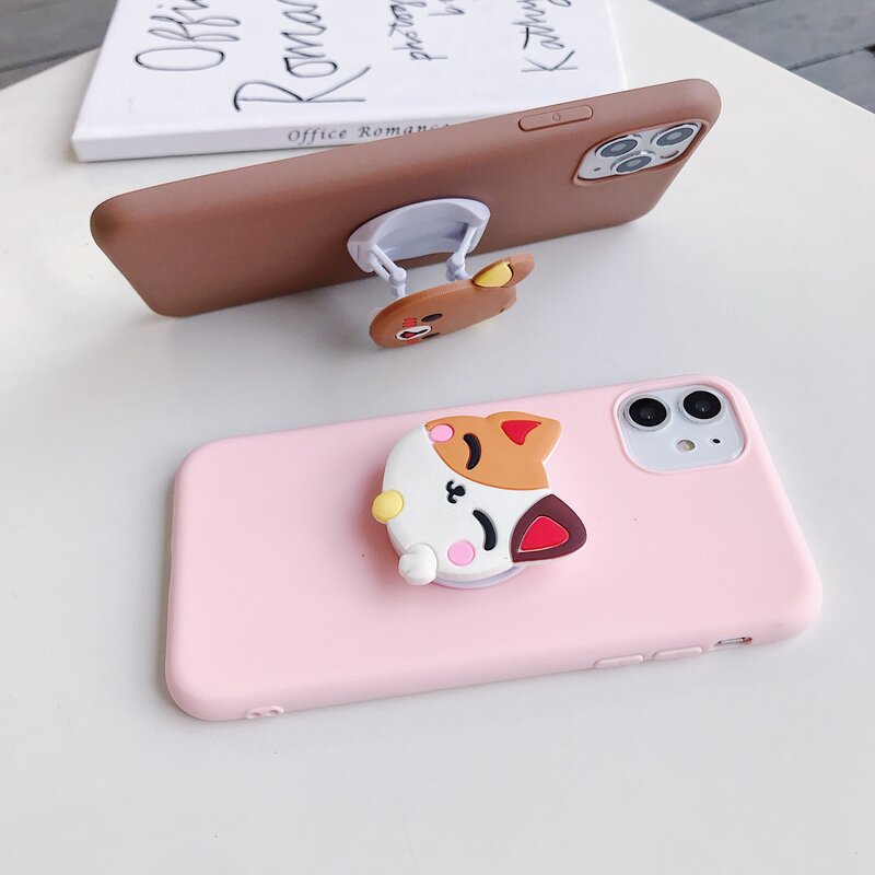 3D Cute Cartoon Phone Holder Case For Xiaomi Note 10 Pro CC9e Mi 9 Mi9 se Mi 8 Lite Mi8 A3 A2 A1 Mix 2s 3 F1 9T TPU Stand Cover