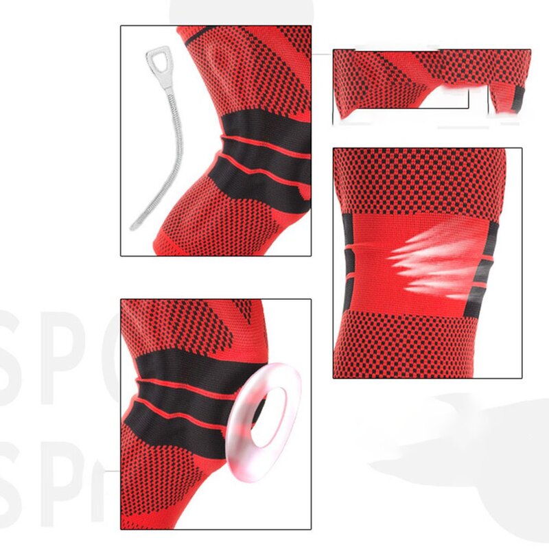 Joelheira esportiva de silicone, suporte para joelho proteção para os atletas estabilidade patela de alta elasticidade, aumento da resistência
