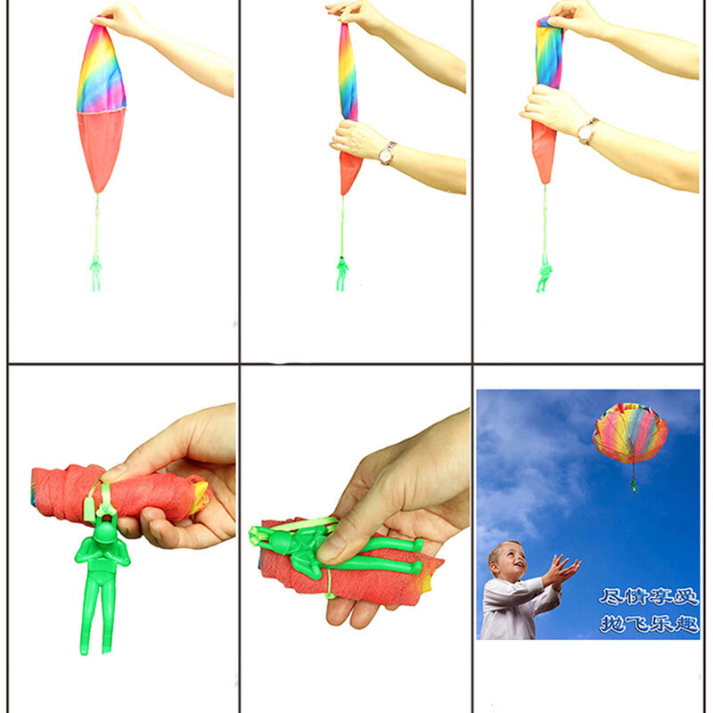 5 zestaw dzieci ręcznie zrzucany spadochron zabawka dla dzieci edukacyjne spadochron z figurą żołnierz zabawa na świeżym powietrzu sport zagraj w grę