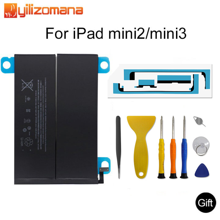 YILIZOMANA 원래 태블릿 배터리 애플 iPad 미니 2 3 6471mAh 교체 배터리 A1512 A1489 A1490 A1491 A1599 + 도구