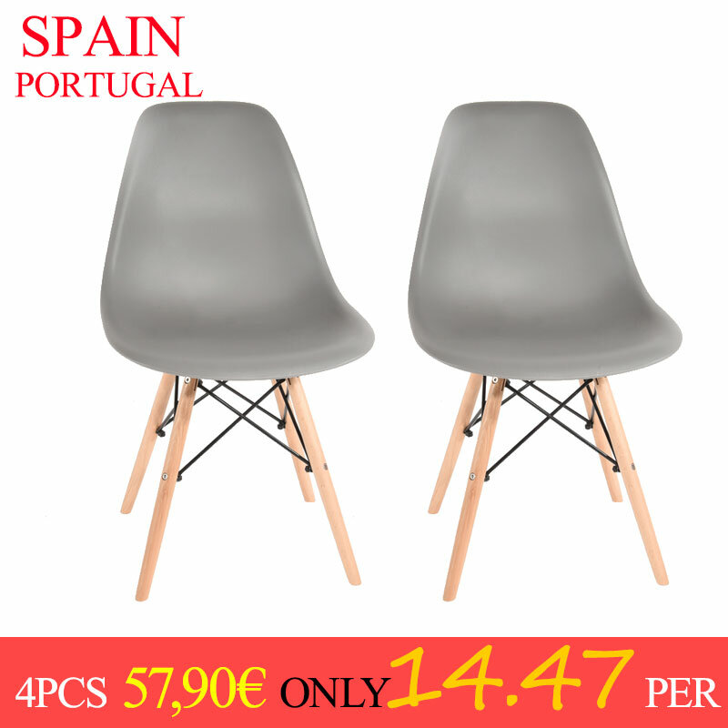 Spain Stock Wooden Dinner Chair Modern Nordic Dining Room Set Table Chair Home Office Design White Grey 1-2 delivery days