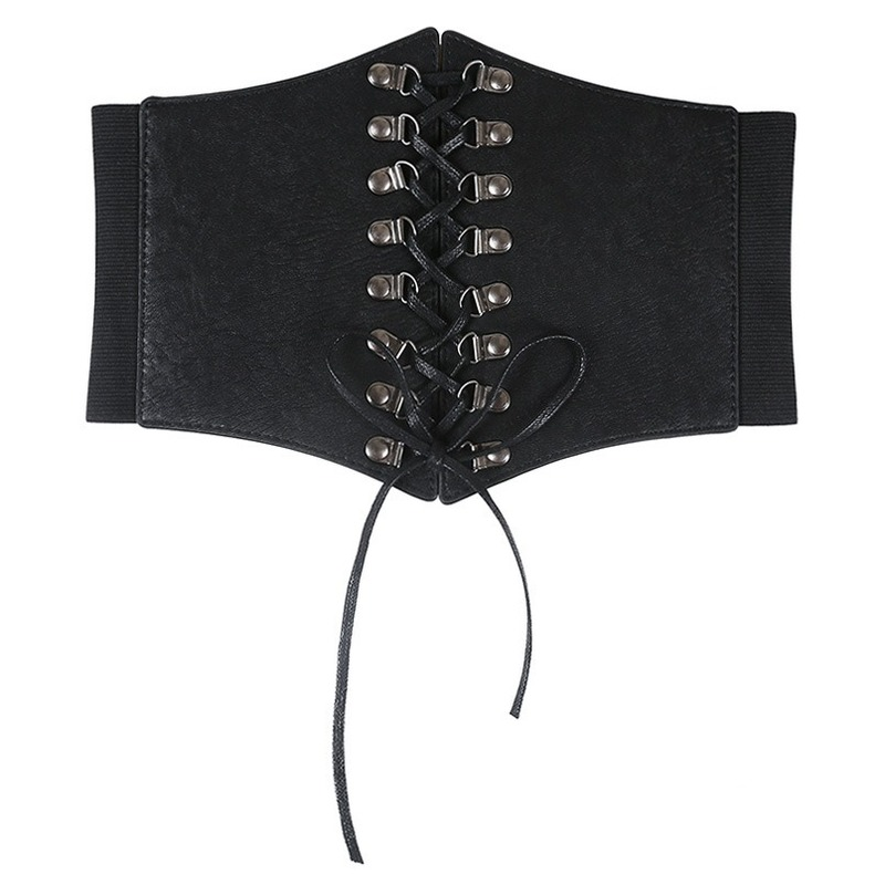 حزام مطاطي كبير من البولي يوريثان ، مشد أسود رفيع ، حزام خصر مع مشبك دبوس ، عصري للنساء