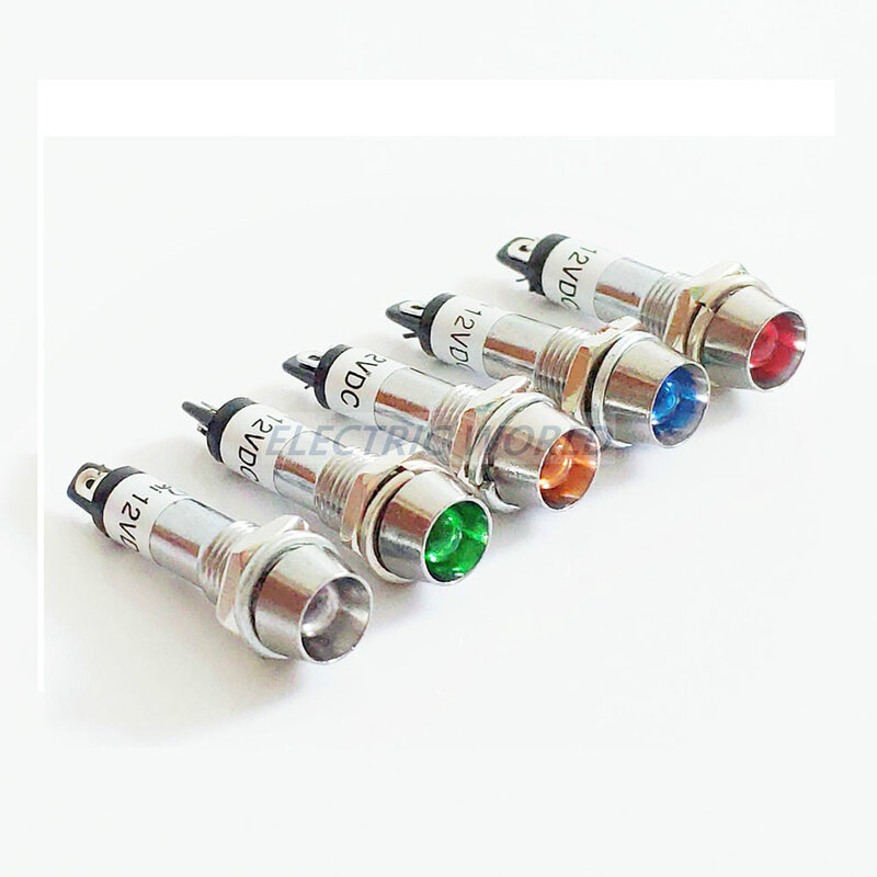 Luces indicadoras de metal sin varilla, lámpara de señal de potencia de 8mm, 12V, 24V, 220v, indicador LED mini, impermeable