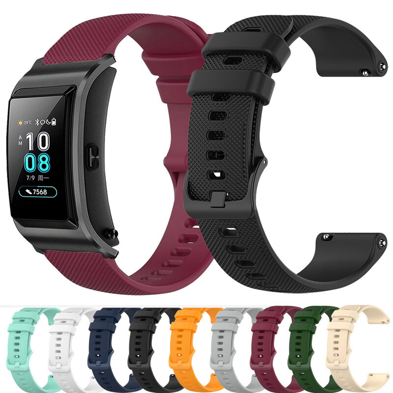 Dla Huawei Talkband B5 Silikonowy pasek do zegarka Wymienne paski do zegarków sportowych Mała bransoletka w kratę 18 mm Pasek do zegarka Huawei B5 ремешок