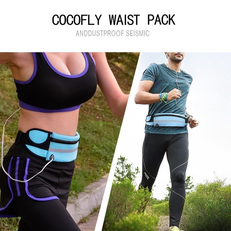 2019 Paquete de cintura hombres mujeres moda doble bolsillo impermeable teléfono cinturón Casual pequeño bolso para viajar correr deporte # D