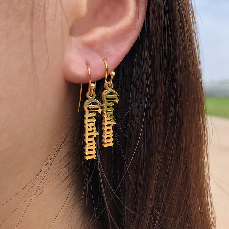 Boucles d'oreilles nominatives verticales personnalisées boucles d'oreilles nominatives boucles d'oreilles nominatives personnalisées pour femmes bijoux bohème en acier inoxydable
