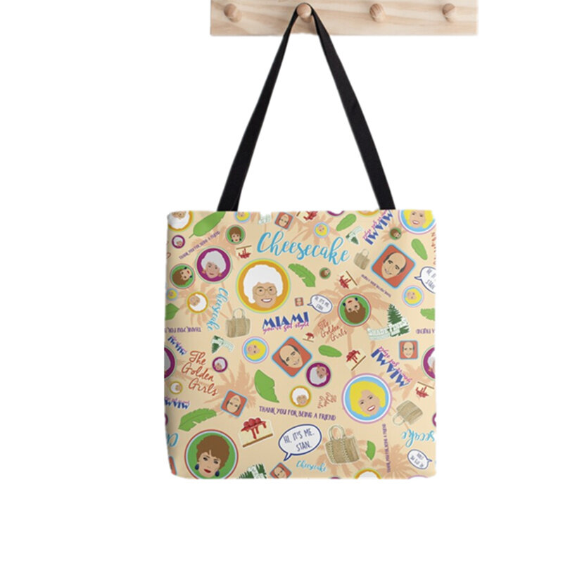 2021 сумка-шоппер золотистого цвета с принтом для маленьких девочек, сумка-тоут для женщин Harajuku сумка для покупок через плечо; Сумка-шоппер леди Сумки-холсты
