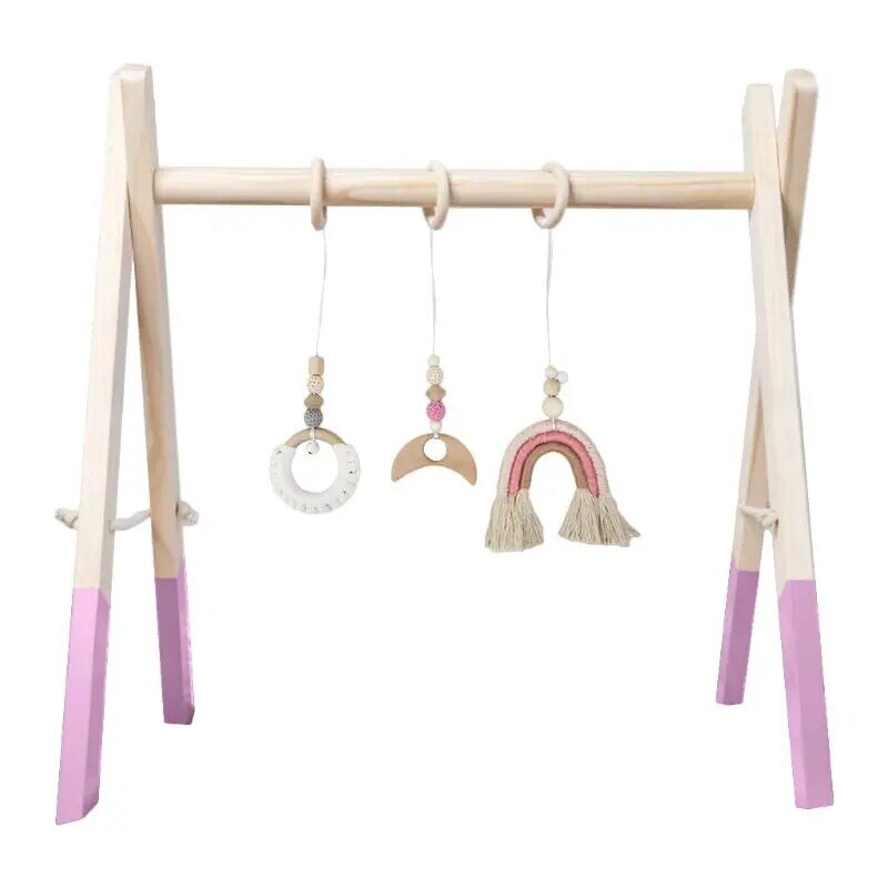 2021 nuovo 1Set Nordic Cartoon Baby palestra in legno Fitness Frame Rack Hanging Pendant Toys Kit