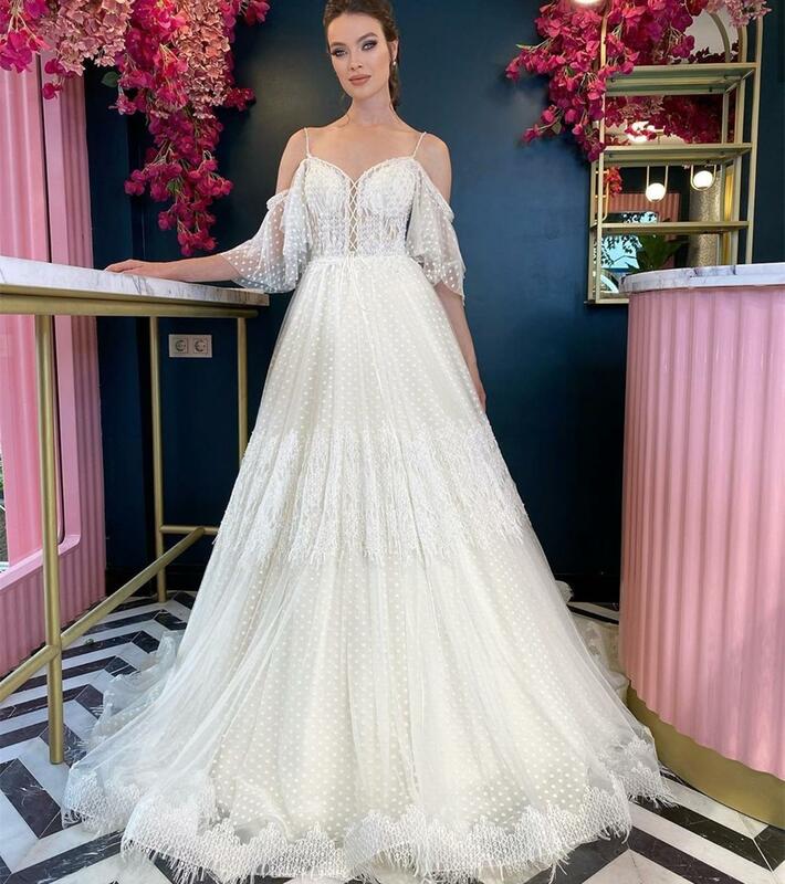 Boho Wedding Dress Off Shoulder Sweetehart A-Line Floor Length Lace Apppliques Bridal Gowns Gorgeous For Women Brides Charming