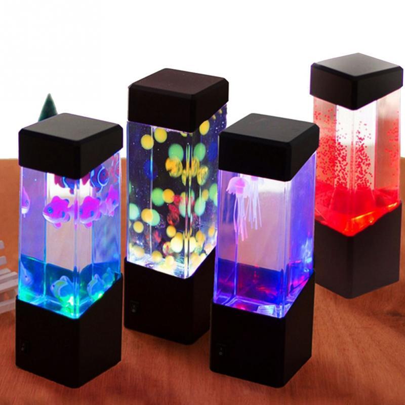 Led Kwallen Tank Nachtlampje Kleur Veranderende Tafellamp Aquarium Elektrische Stemming Lava Lamp Voor Kids Kinderen Cadeau Home Kamer decor