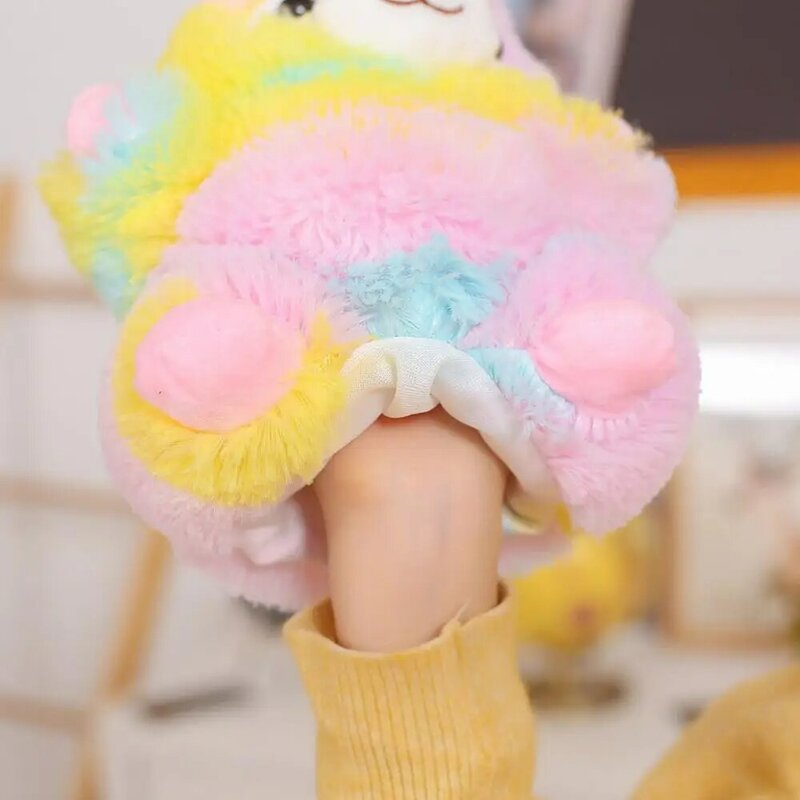 Jouet créatif super mignon, marionnette à main en alpaga arc-en-ciel, jouet en peluche pour enfant, éducation précoce, poupée de chiffon, gants de mouton