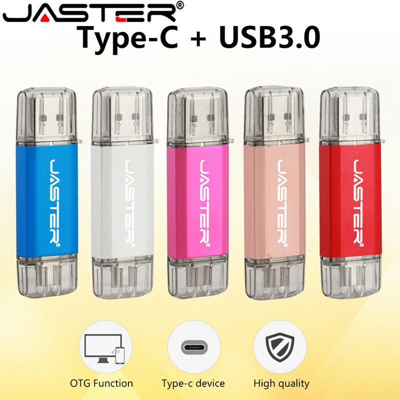 JASTER Hotsale OTG Usb Type C ไดรฟ์ปากกา128GB 64GB 32GB 16GB USB แฟลชไดร์ฟ3.0 pendrive ความเร็วสูงสำหรับอุปกรณ์ Type-C