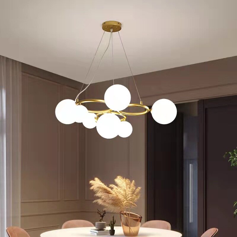 Kobuc Postmodern Simplicity  LED G9 Chandelier Lighting Modern Gold Pendant Lamp For Dining Room Restaurants Shops Winfordo