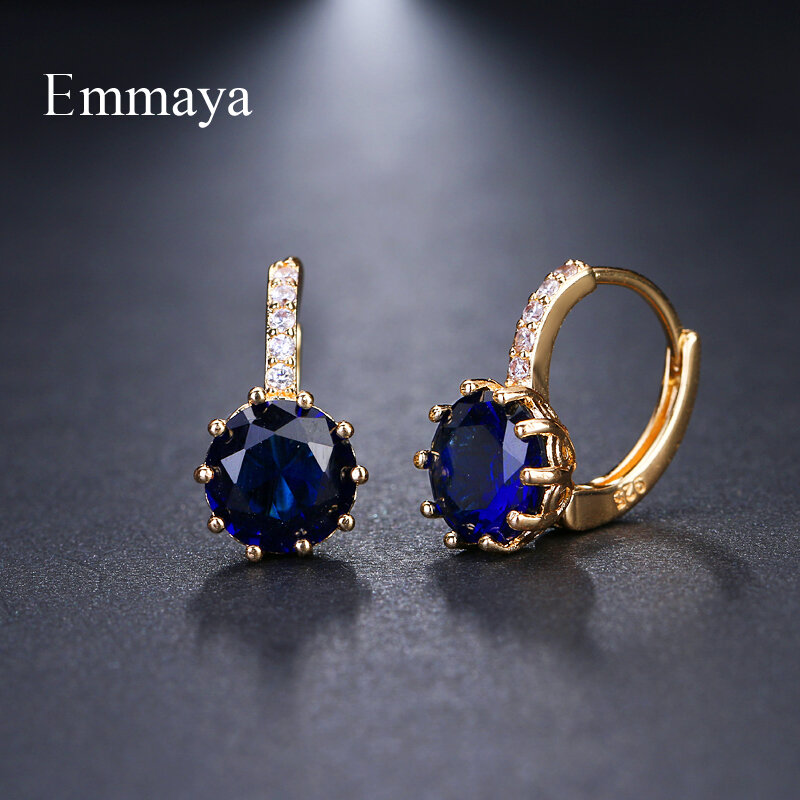 EMMAYA Fashion 9 Colors AAA CZ Element Stud Earrings For Women Wholesale Cheap Factory Price Wedding Party Gift