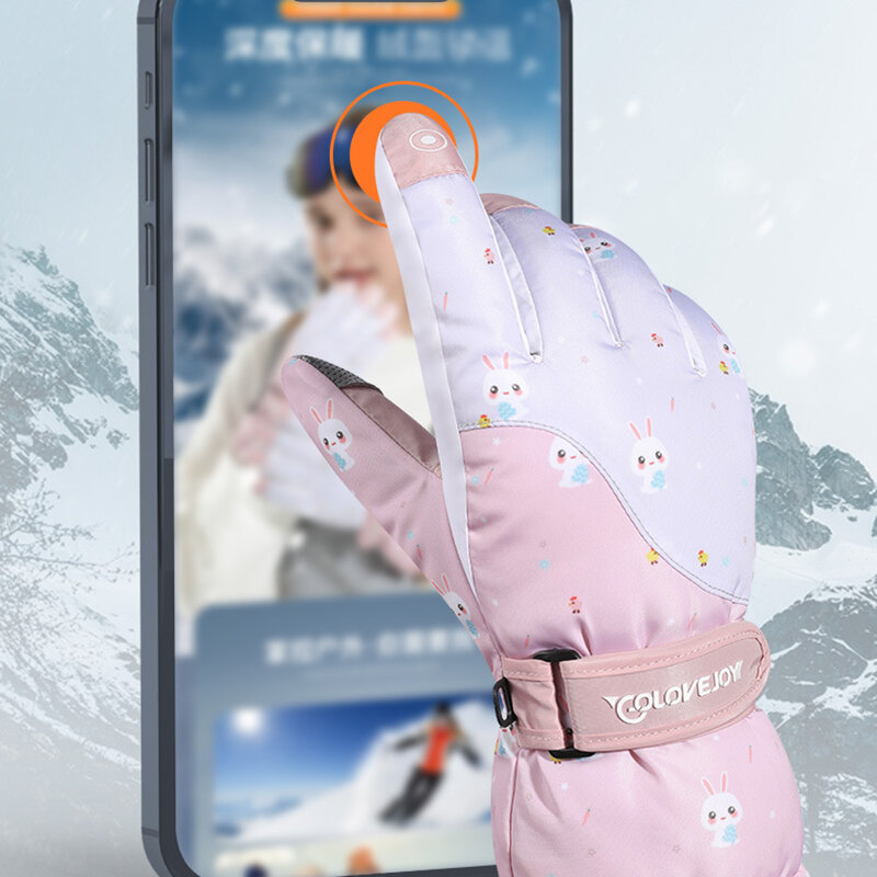 Luvas femininas inverno quente impermeável esportes esqui acessório