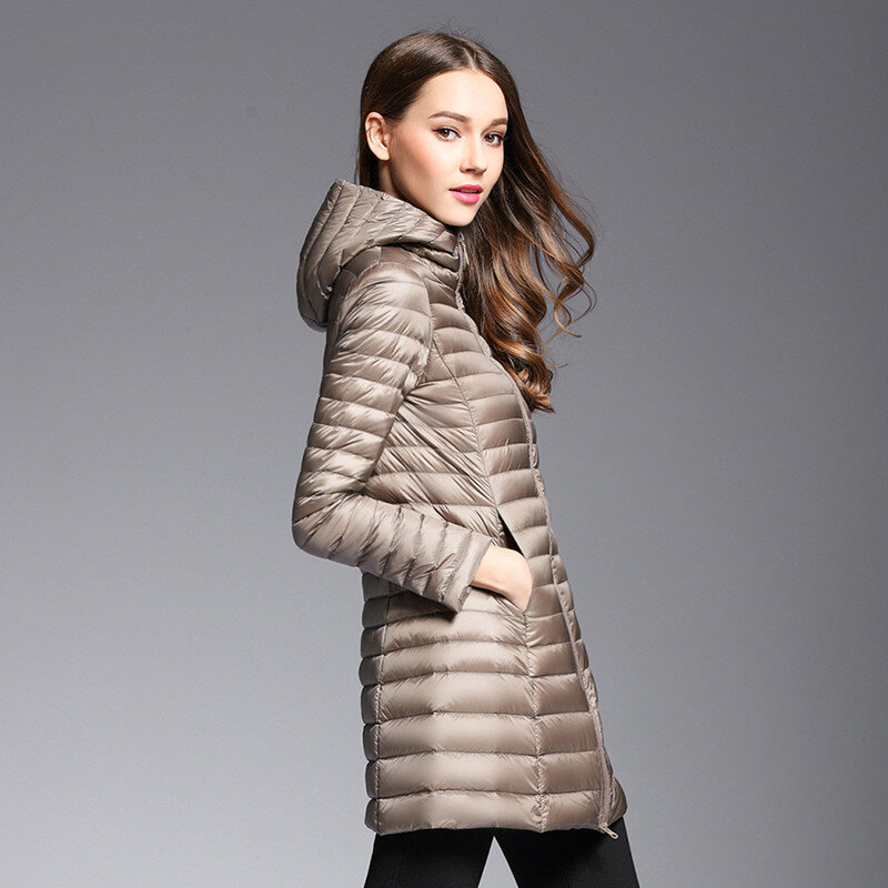 女性の白いジャケット,韓国の秋冬服,2021ファッションコート,フード付き薄手のコート,lwl743