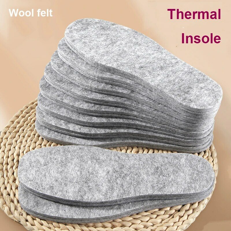 Addensare la soletta termica in feltro di lana traspirante inverno mantenere caldi stivali Pad suola uomo donna inserto assorbente per il sudore