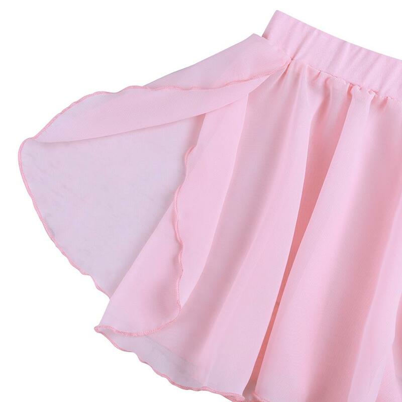 Mini jupe portefeuille classique de base en mousseline de soie pour enfants, tenue de danse pour filles, pratique de la gymnastique et du Ballet