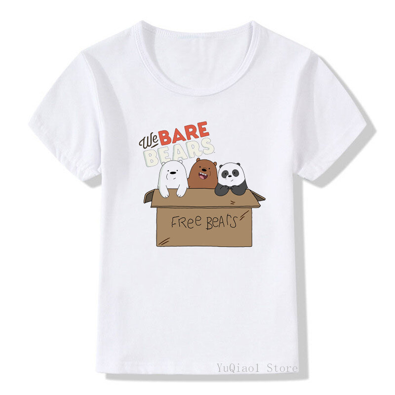 Engraçado três ursos impressão dos desenhos animados tshirt crianças verão topo do bebê meninos meninas roupas harajuku bonito criança t-shirts gráfico