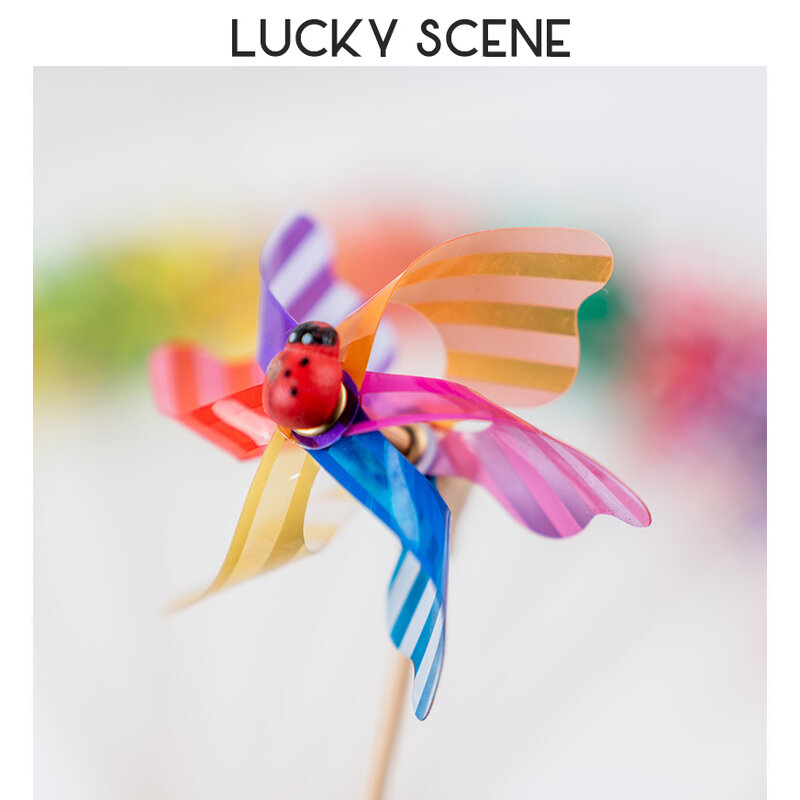 Mini palo de madera colorido para decoración de cumpleaños, molino de viento de flores, tarjeta de inserción, pastel, planta, fiesta, 10 piezas, S01279
