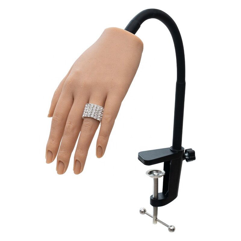 Main de pratique en Silicone avec doigts flexibles, pour clous, bague, Bracelet et affichage de montre