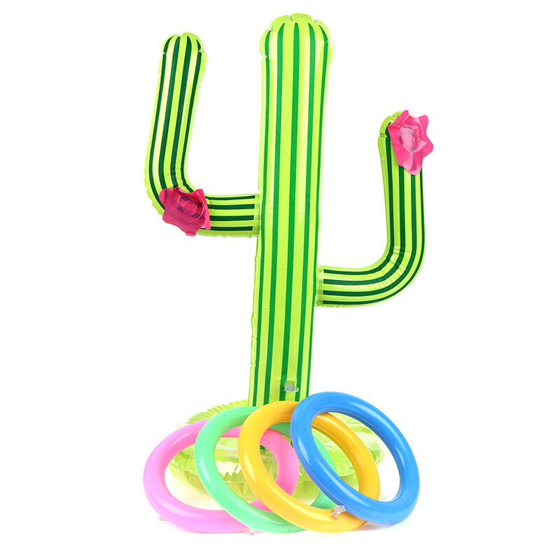 กลางแจ้งอุปกรณ์สระว่ายน้ำ Inflatable Cactus แหวน Toss เกมชุดปาร์ตี้บาร์