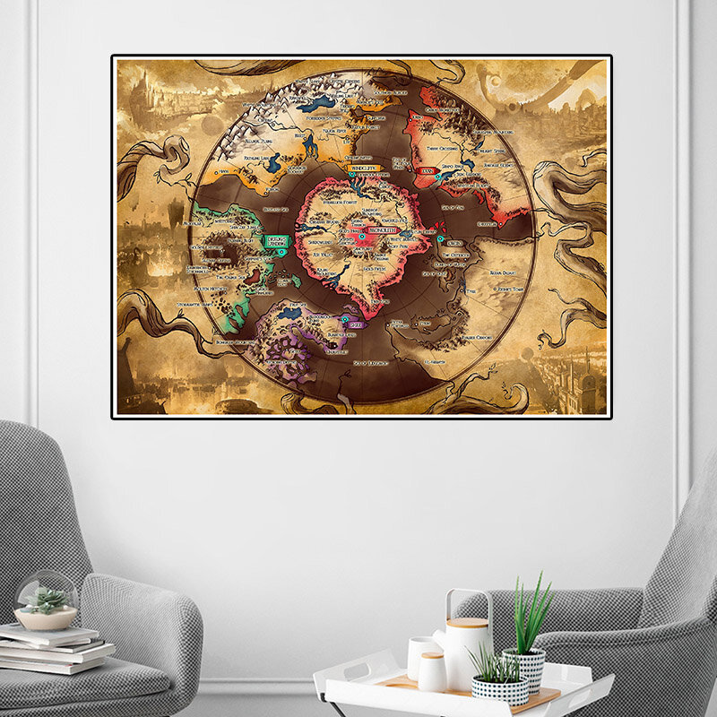 225*150cm grande mapa do vintage não-tecido lona pintura arte poster adesivo de parede cartão sala de estar decoração para casa