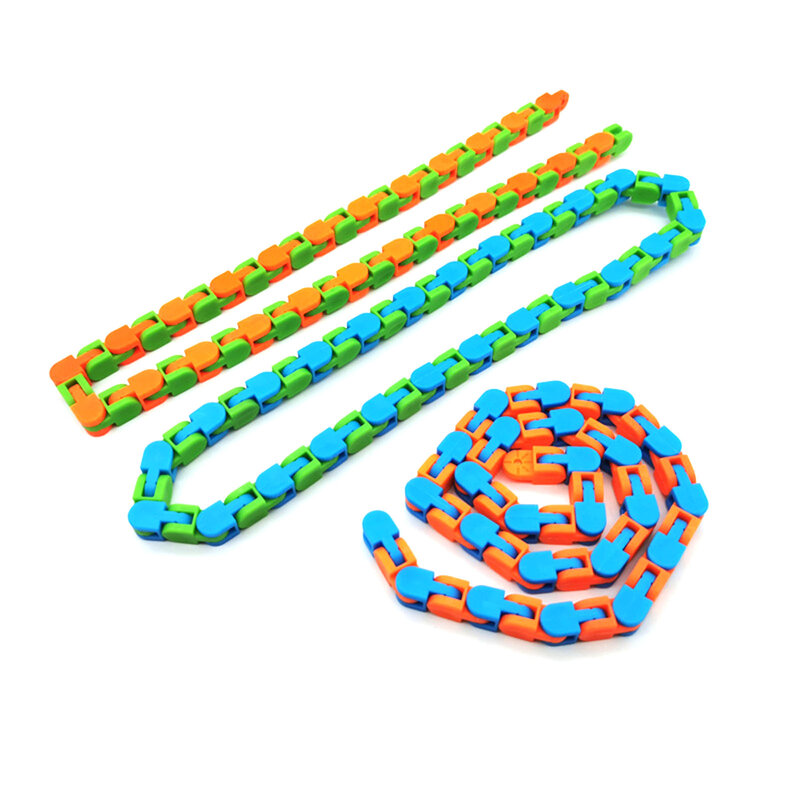 3 pces wacky faixas 24/48 nó corrente anti estresse brinquedo engraçado corrente de descompressão brinquedo para crianças jogar