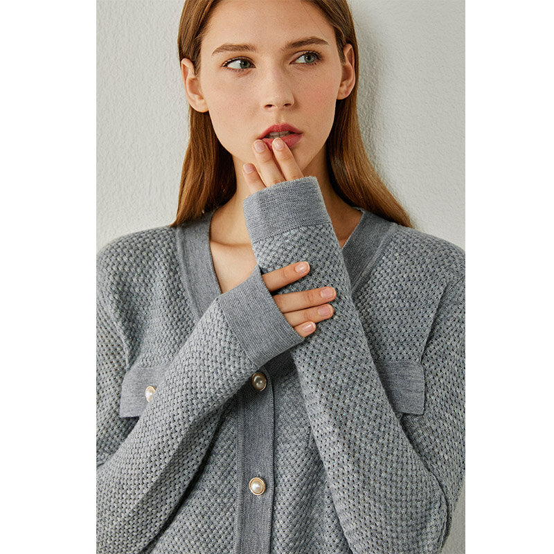 AMII minimalizm jesienne damskie bluzki modna sweter Vneck jednorzędowa tweedowa kurtka wysokiej talii Aline kobiet spódnica 12040763