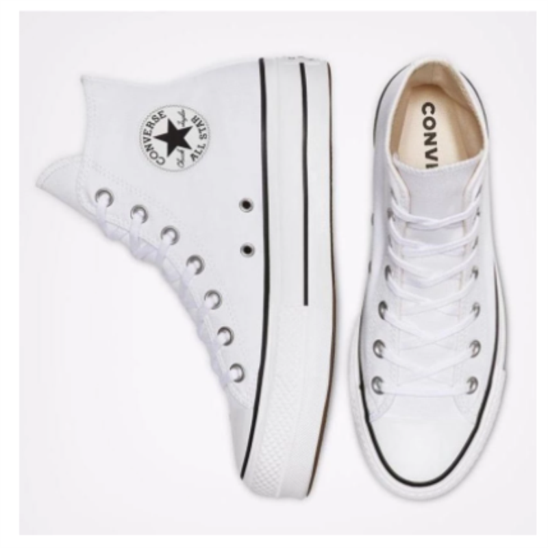 Converse Chuck Taylor All Star Platform Clean High Top Low Heel Black Sneakers Women Shoes Casual Fashion