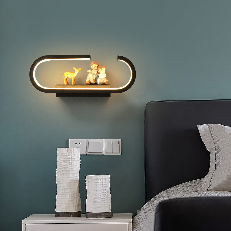Skandynawska minimalistyczna lampa na ścianę do przejścia nowoczesna sypialnia nocna salon oświetlenie Led do pokoju światło Super jasne kreatywne przechowywanie wyposażenie kuchni