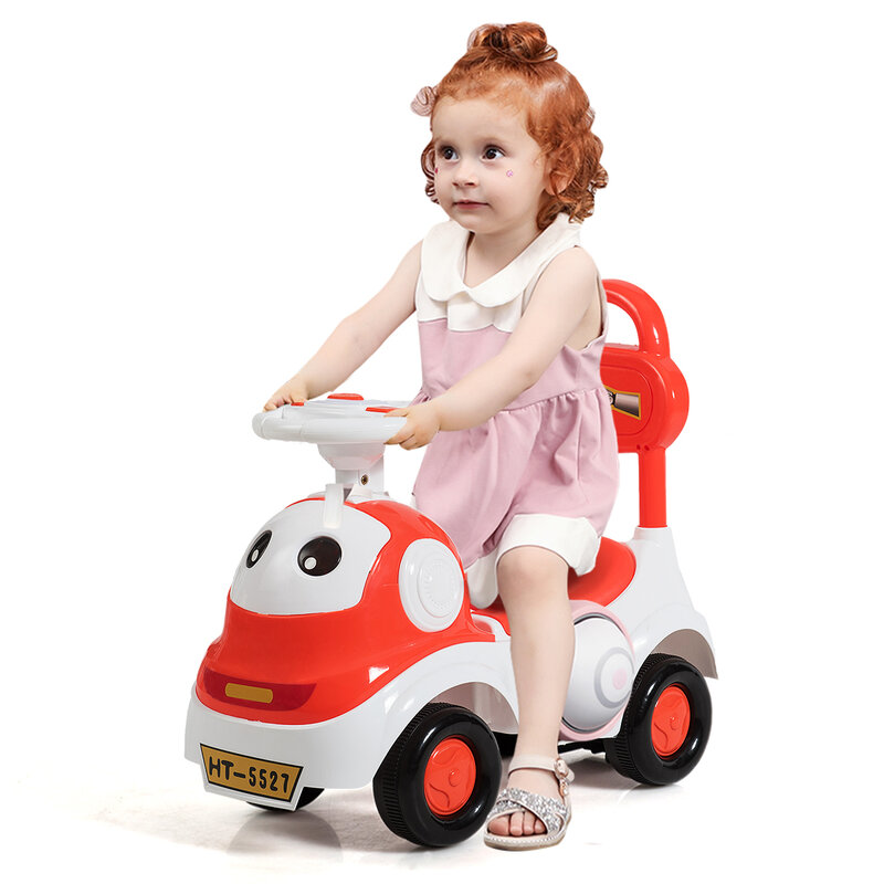 3 في 1 مشاية للأطفال انزلاق سيارة دفع عربة طفل حديقة لعبة ث/الصوت البرتقالي