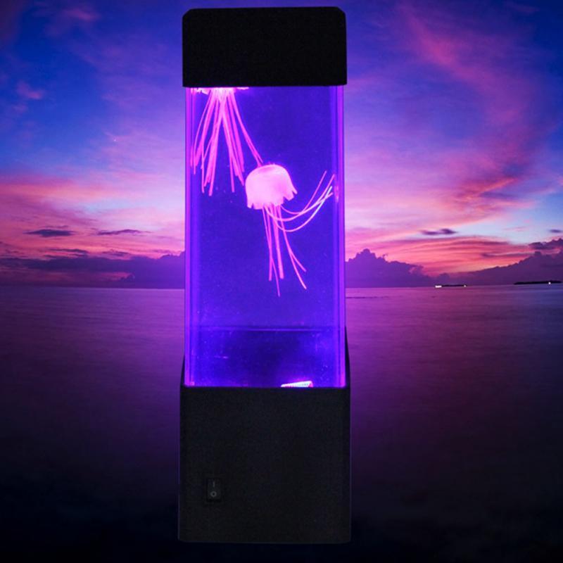 Luz conduzida Da Noite Estilo Jellyfish Tanque Do Aquário CONDUZIU a Lâmpada Sensorial Do Autismo Lava Lamp LED Desk Lamp Peixe Geléia Colorida Night Light