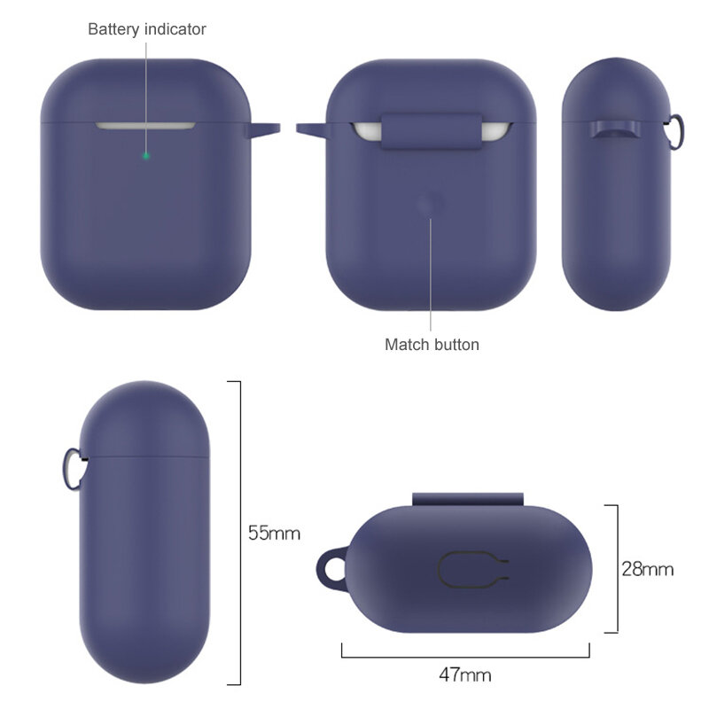 For Airpods 2 TWS Portable Silicone Case for Wireless Bluetooth Headset Protective Cover Anti-lost Earphone box Accessories