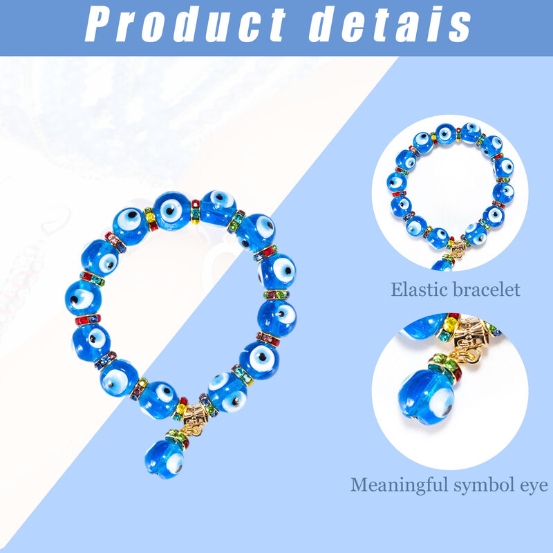 Браслет с бусинами и изображением сглаза, стрейчевый браслет с цепочкой в форме подковы синего цвета, 4 вида, ювелирные изделия для мужчин и женщин, искусственные