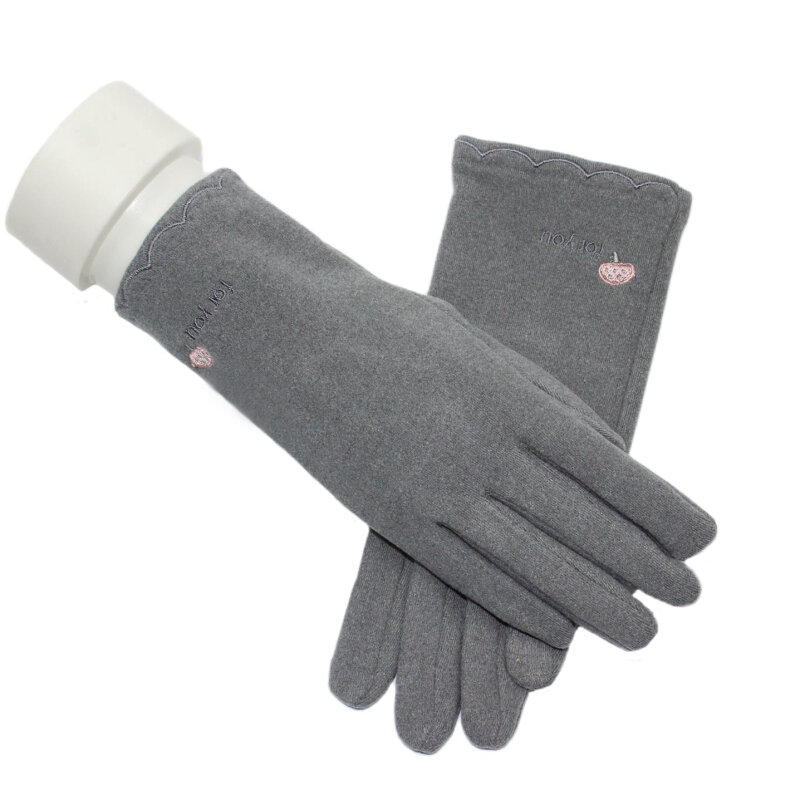 Kobiety zimowe utrzymuj ciepły ekran dotykowy antypoślizgowe poręczne kolarstwo na świeżym powietrzu zagęścić nie nadęte oraz aksamitne rękawiczki z haftem