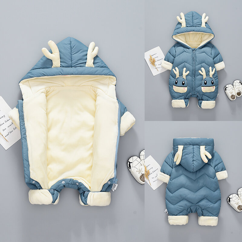 OLEKID 2023 детский зимний комбинезон, бархатный толстый женский комбинезон для новорожденных, Детское пальто