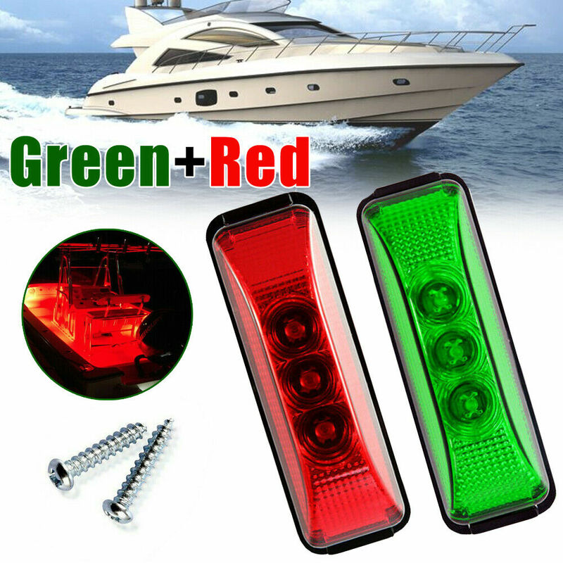 Luz oval marinha barco arco luzes de navegação vermelho + verde stern estibordo luzes à prova d1 água 1 w