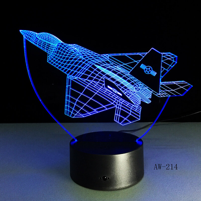 Aircraft 3D Led Light Illusion Colorful Desk Table Lamp Office Light Night Light Home Atmosphere Lamp Drop Shipp AW-213