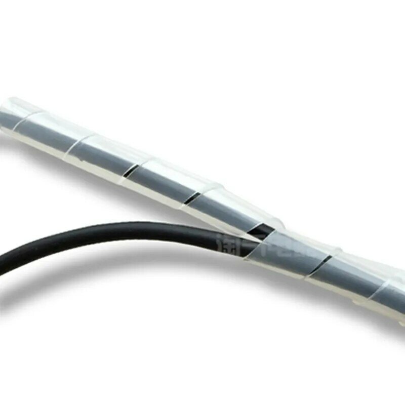 Hitam/Putih Kabel Kawat Gulungan Pipa Spiral Pembungkus Kawat Organizer Selubung Tabung PE 5Mm-25Mm Lengan Kabel Memanfaatkan Selang Luka Tabung