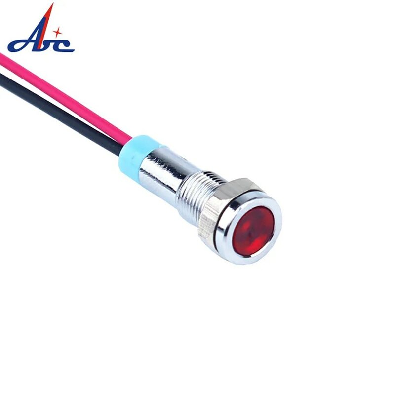 1PC 6mm LED Metal Indicator light 6mm waterproof Signal lamp 6V 12V 24V 220v with wire red yellow blue green white