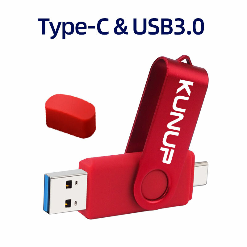 KUNUP USB 3.0 Tipe C USB Flash Drive OTG Pen Drive 512GB 256GB 128GB 64GB 32GB 16GB USB Stick 2 In 1 Pendrive Kecepatan Tinggi