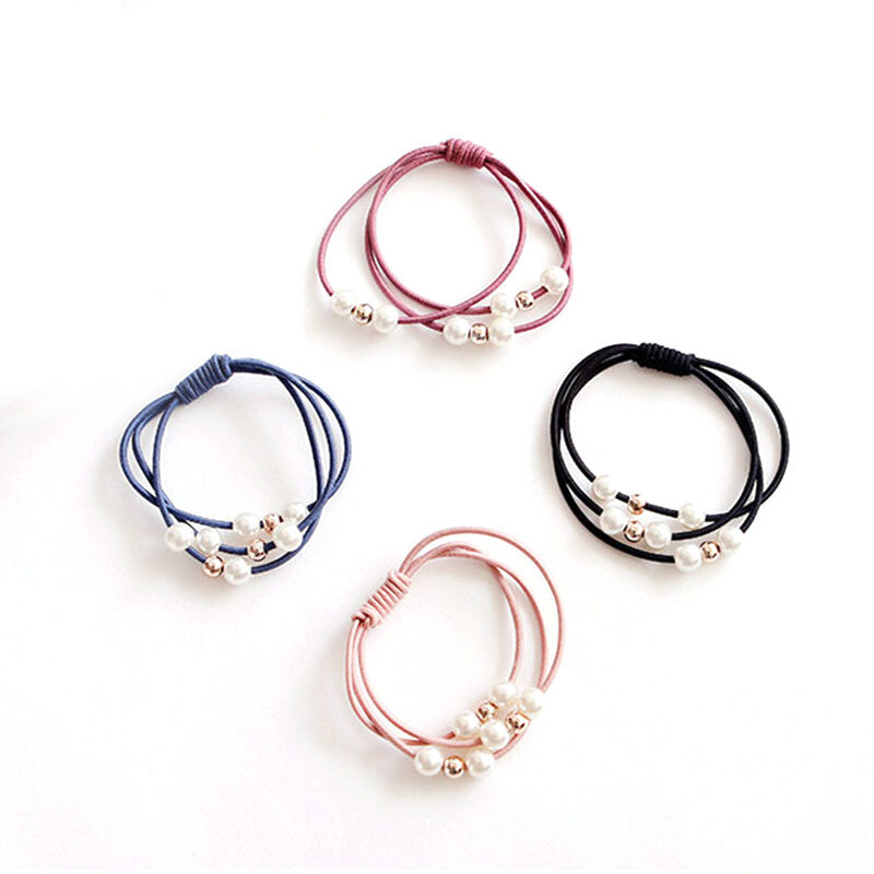 50pcs Pearl Elastic Hair Bands Multilayer Hair Ring Ponytail Holder Headband Rubber Band for Women Girls Hair Accessories