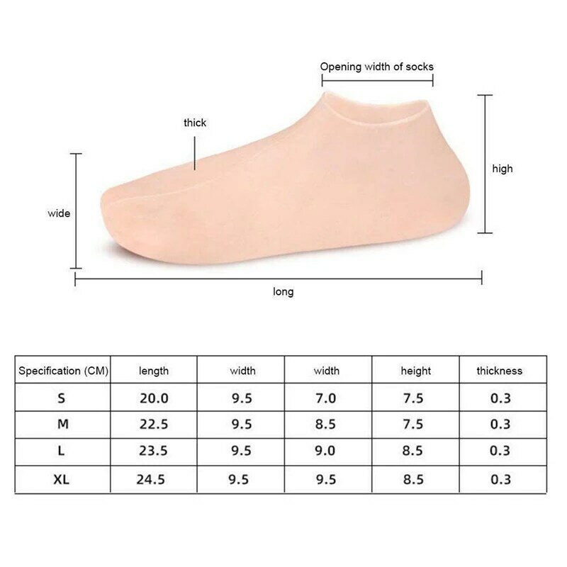 2 pçs silicone pés cuidados meias hidratante gel calcanhar fino meias pé protetores de cuidados com a pele pé ferramenta rachado cuidados com a pele do pé