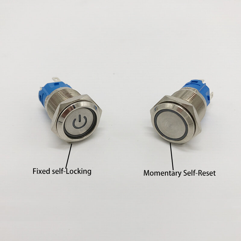 Interruptor de botón de Metal momentáneo/enclavamiento Led retroiluminado, 5/12/24/220V con fijación, encendido y apagado, Diy, electrónico