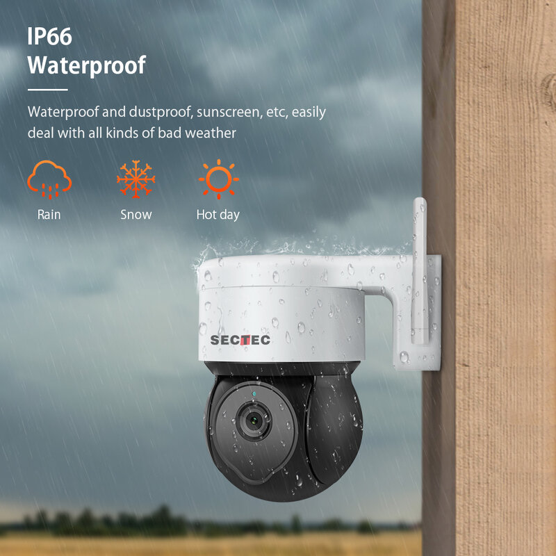 Sectec-屋外IP監視カメラWiFiHD 3m,防水,カラー,暗視機能付きセキュリティ保護