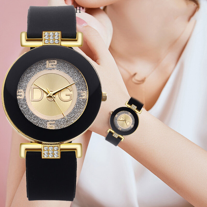 여성용 심플 블랙 화이트 쿼츠 시계, 미니멀리스트 디자인, 실리콘 스트랩 손목시계, 빅 다이얼, 패션 크리에이티브 시계