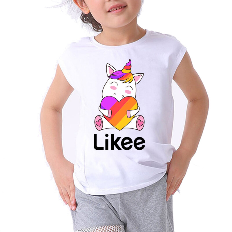 T-shirt imprimé likee pour enfants, vêtement à la mode, avec des motifs d'animaux mignons, pour garçons et filles