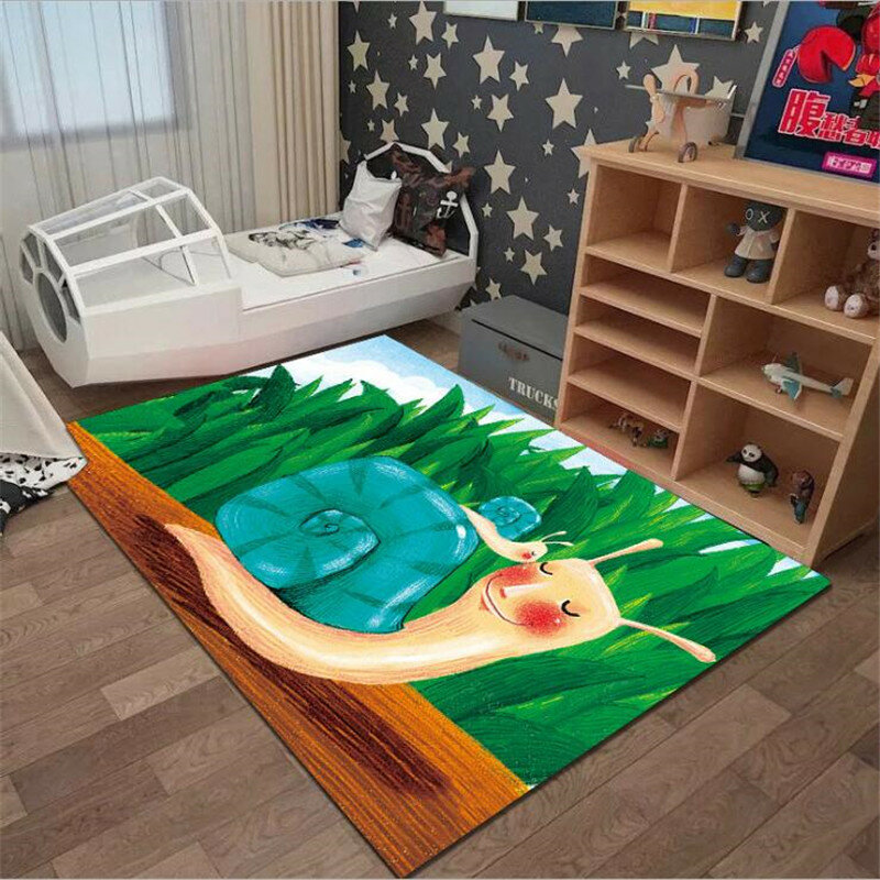 Cartoon Snails Anti-Skid Area Floor Mat 3D Printed Rug Non-slip Mat Dining Room Living Soft Carpet Kids Mat