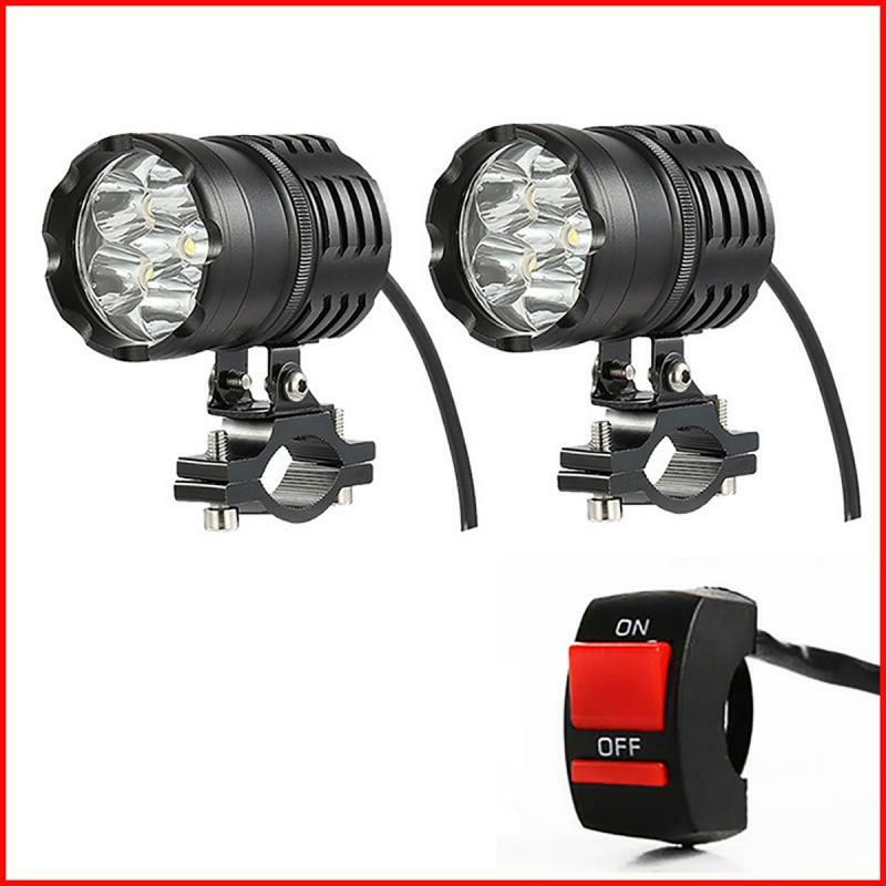 Newest 2PCS 80W 6000LM 6500K T6 LED Motorcycle Boat Spot Driving Headlight Motorbike Fog Head Light Lamp with Switch